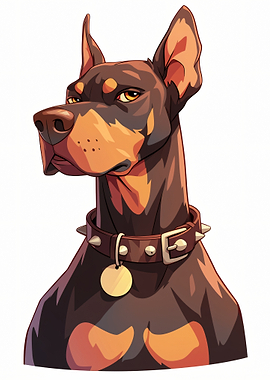 Doberman Pinscher with Spiked Collar