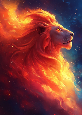 Fiery Lion in Space