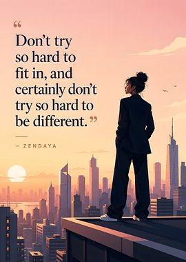 Zendaya quote on city rooftop