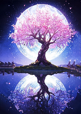 Magical Cherry Blossom Tree Reflection