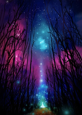 Enchanted Forest Under Starry Sky