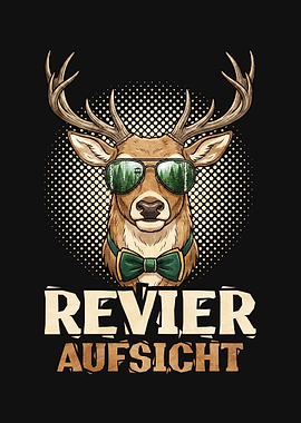 Deer with Sunglasses and Bow Tie Revier Aufsicht