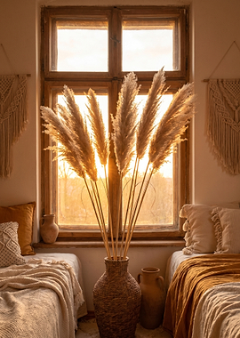 Bohemian Bedroom with Pampas Grass