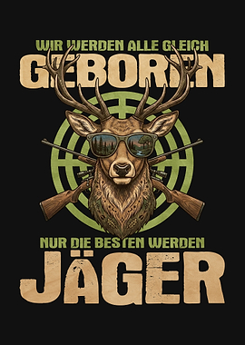 Deer Hunter with Rifles and Sunglasses