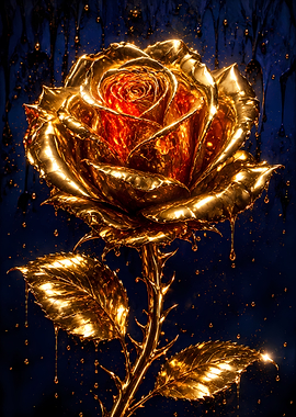 Golden Rose with Dripping Petals