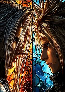 Cloud and Sephiroth Stained Glass