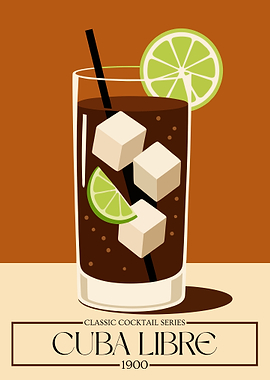 Cuba Libre Cocktail Poster – Vintage Rum & Cola Wall Art