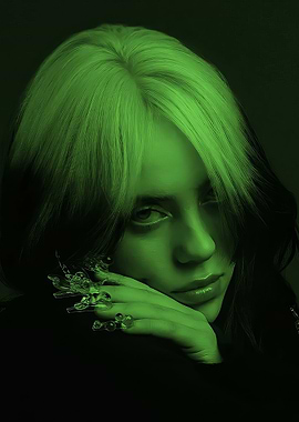 Billie Eilish Green Portrait