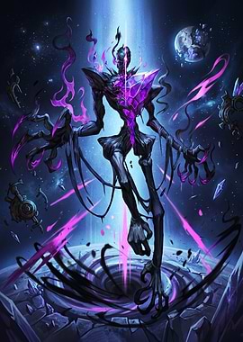 Cosmic Entity with Purple Crystal Core