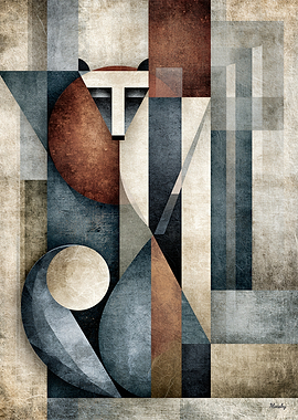 Japandi Geometric Icon No. 11 – Kuma Japanese Bear Wall Art