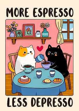 Cats Enjoying Coffee