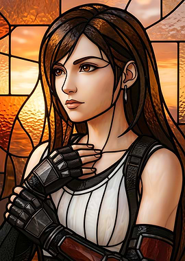 Final Fantasy VII Tifa Lockhart Stained Glass Art