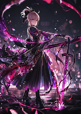 Anime Girl with Glowing Sword