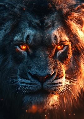 Fiery Lion Portrait