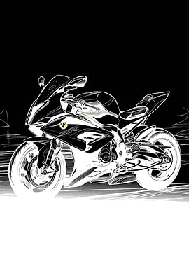 BMW S1000RR Motorcycle Line Art
