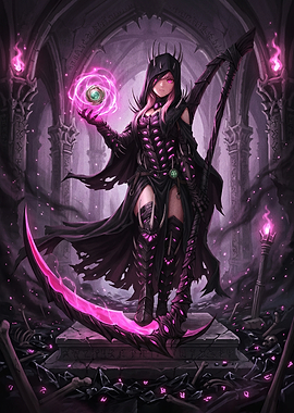 Dark Sorceress with Scythe and Orb