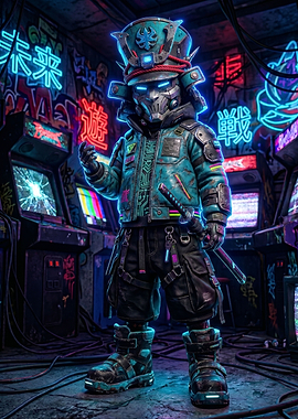 Cyberpunk Samurai in Arcade
