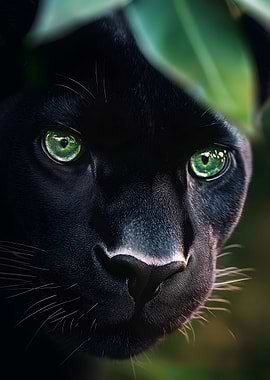 Cinematic Black Panther Green Eyes Portrait