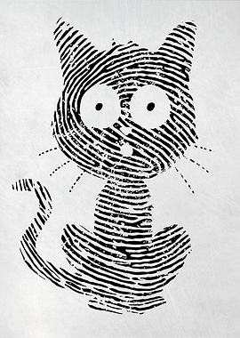 Fingerprint Cat Illustration