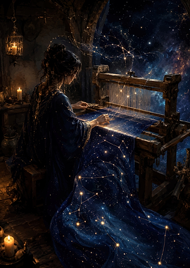 Woman Weaving Constellations