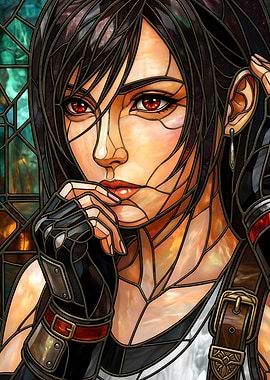Final Fantasy VII Tifa Lockhart Stained Glass Art