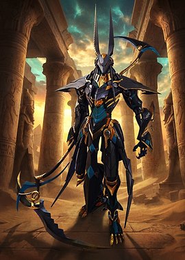 Mechanical Anubis Warrior in Egyptian Ruins