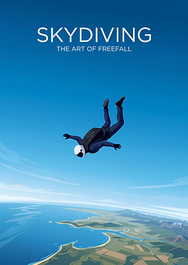 Skydiver in Freefall Over Landscape