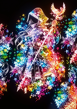 Anime Character with Floral Design