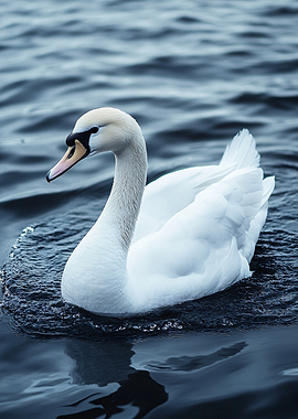 White Swan on Dark Water