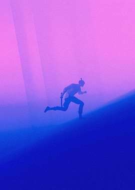 Samurai Running in Fog