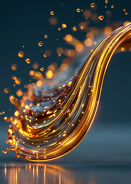 Golden Liquid Splash with Bubbles