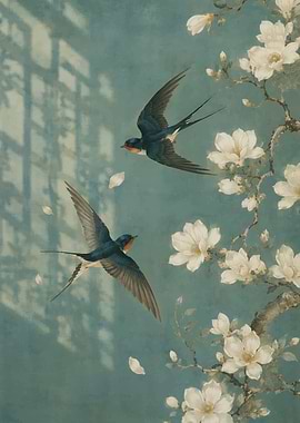 Swallows and Magnolia Blossoms