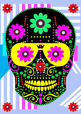 Day of the Dead Skull with Sunglasses