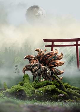 Mythical Fox Spirit Torii Gate Guardian