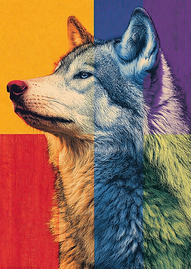 Pop Art Wolf Portrait