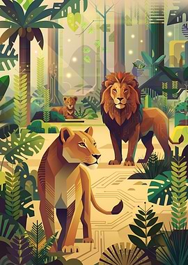 Circuit Board Jungle Lions