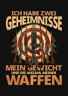 German text about secrets and guns
