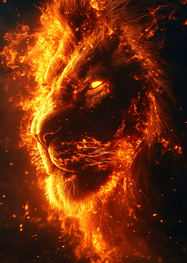 Fiery Lion Portrait