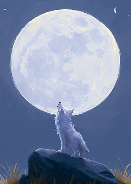 Wolf howling at the moon