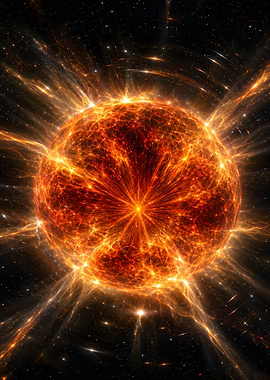 Fiery Sun Explosion in Space