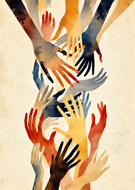 Diverse Hands Reaching Upwards