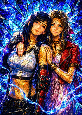 Tifa and Aerith Stained Glass Art