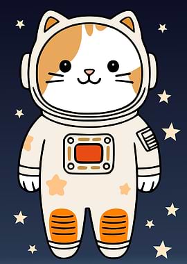 Cute Cat Astronaut in Space