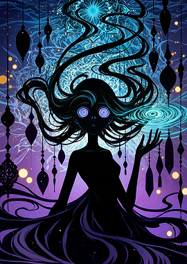 Enigmatic Figure with Swirling Eyes