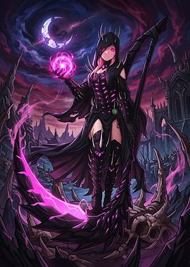 Dark Sorceress with Scythe and Orb