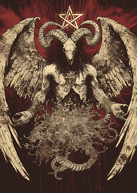 Demonic Goat Skull with Wings