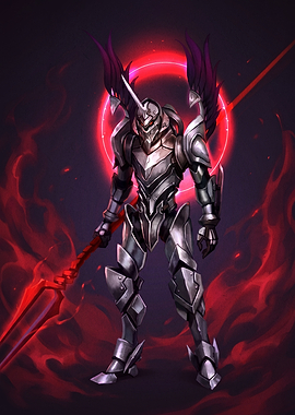 Armored Warrior with Red Halo