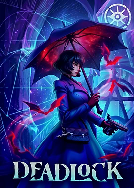 Deadlock Game Art with Woman and Gun