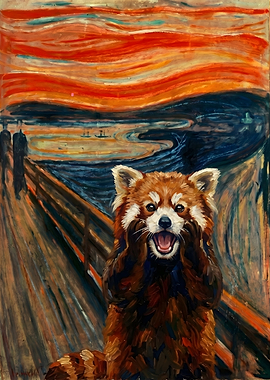 Red Panda Screaming in Edvard Munch Style