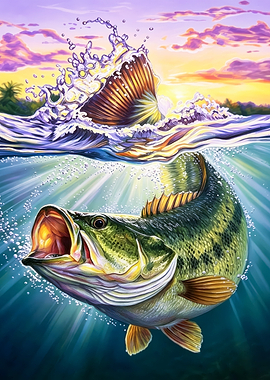 Bass Fishing at Sunrise